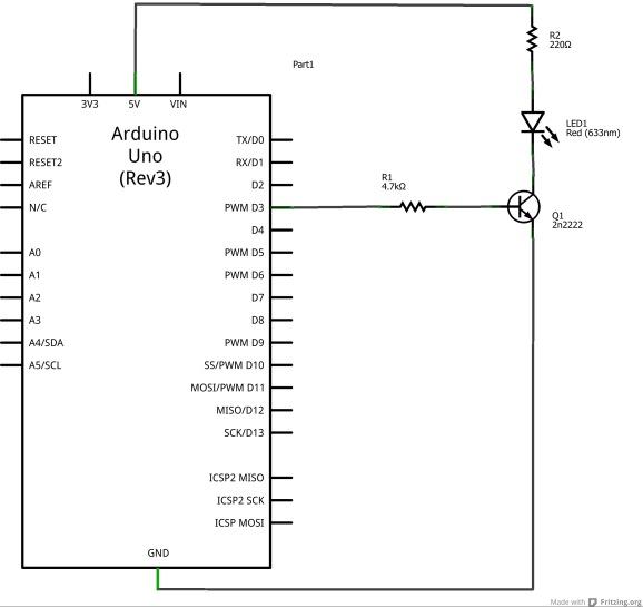 Transistor example - Arduino Learning