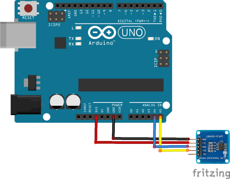 Arduino and LM75 temperature sensor example