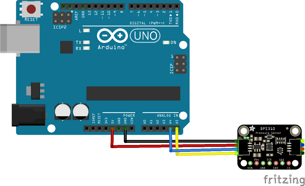 Arduino Uno and DPS310 barometric pressure sensor